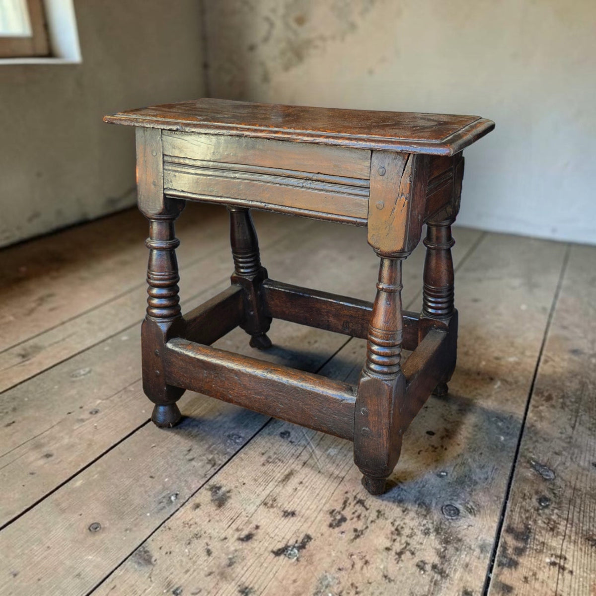 Late 17th Century English Antique Oak Joint Stool