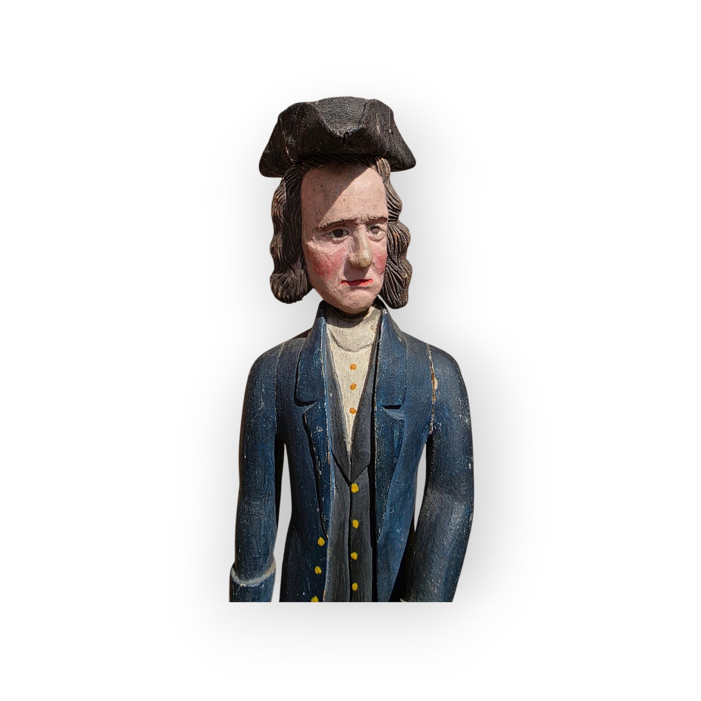 Ex-Levine Collection - A 19th Century American Antique Folk Art Carved Figure of a Georgian Gentleman Colonist