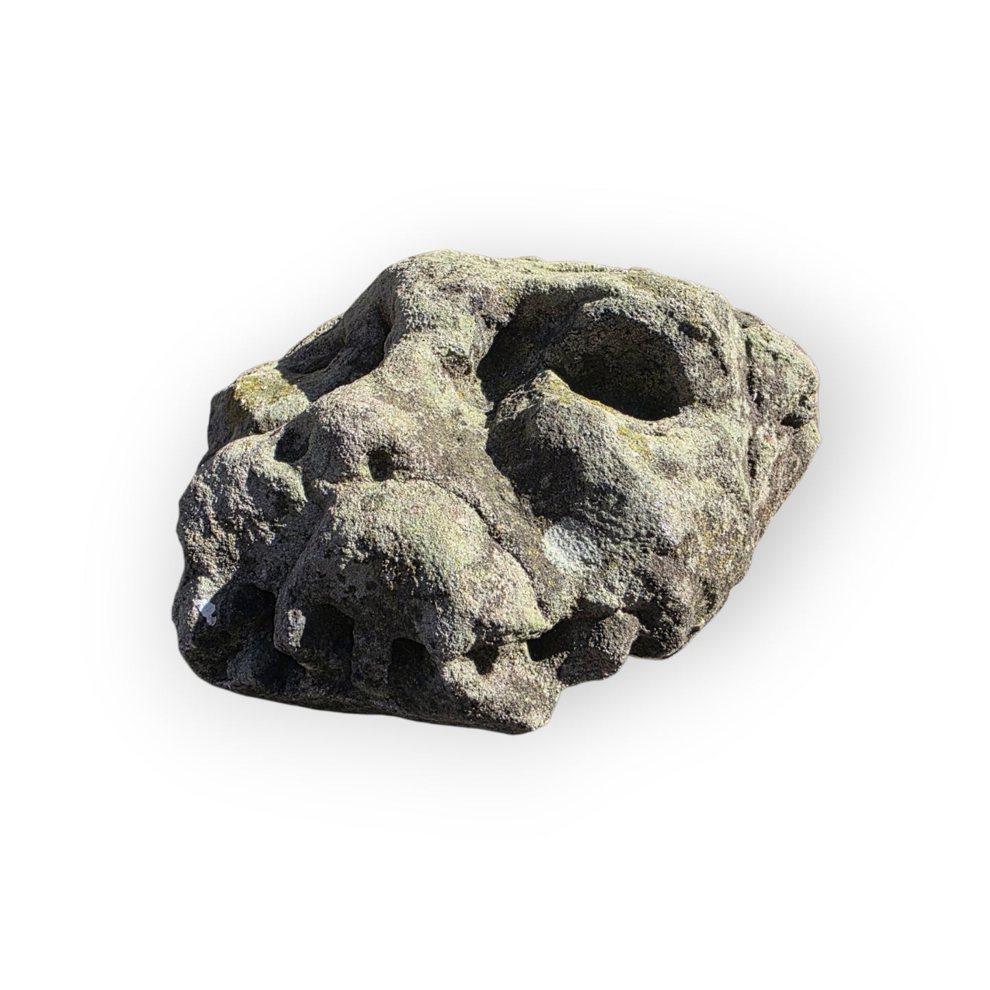 A Medieval Antique Carved Stone Grotesque Head, Likely a Label Stop or Corbel