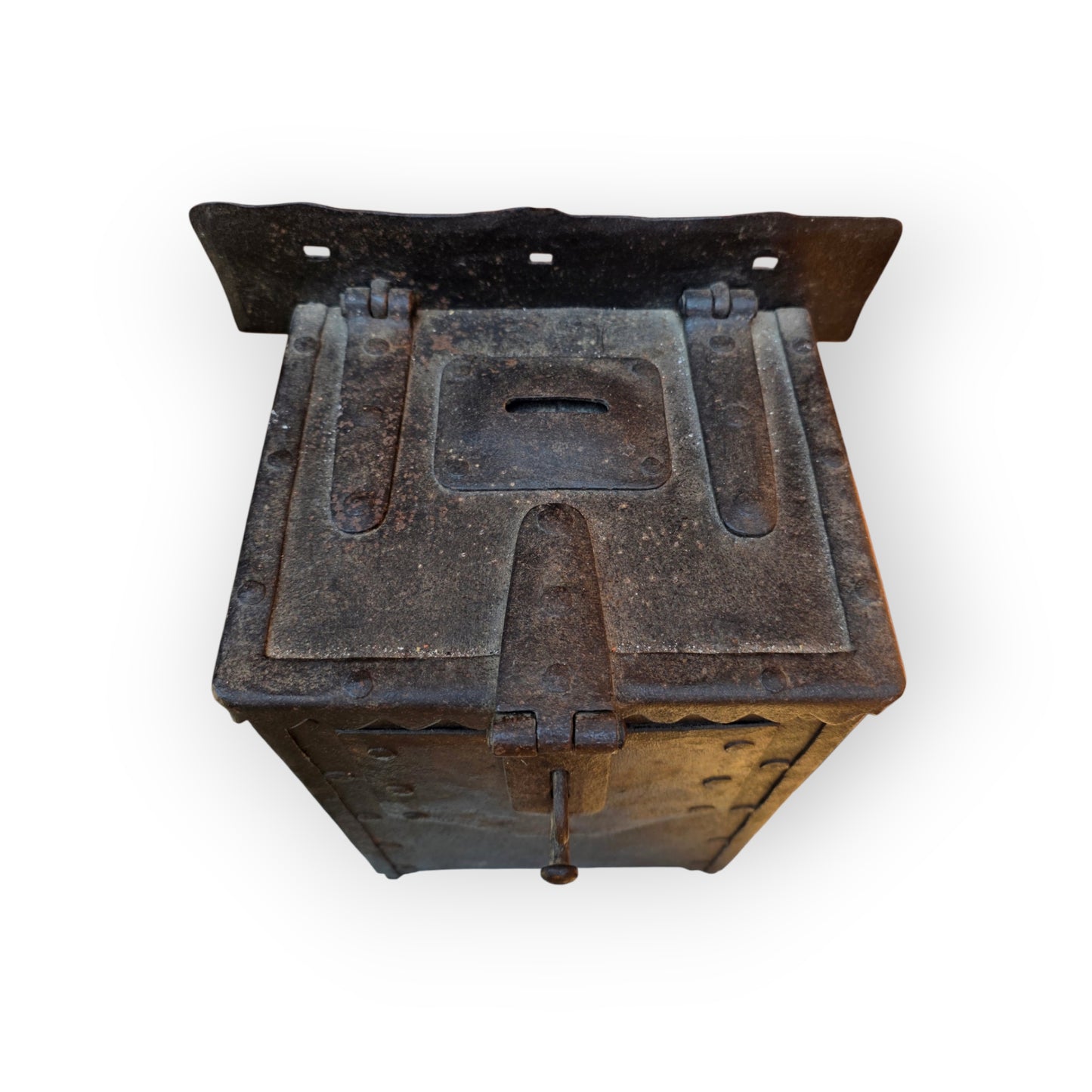 A 17th Century Antique Wrought Iron Alms Box for Wall Mounting, Probably German or Flemish