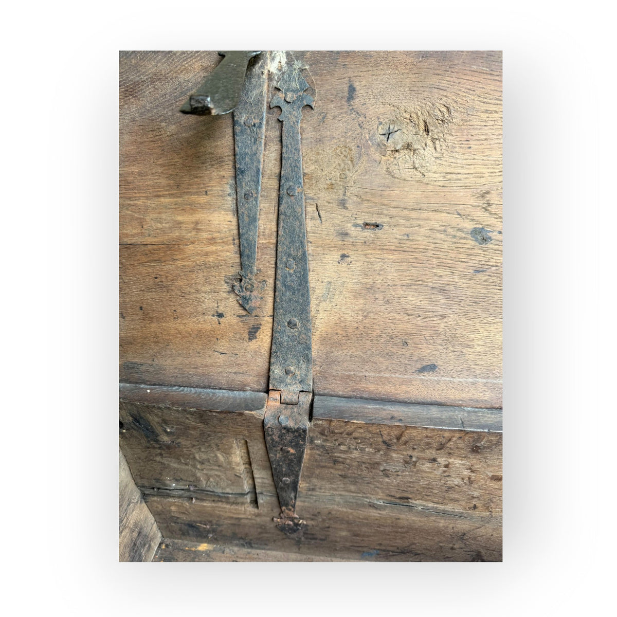 Early 17th Century Antique Oak & Iron Strong Box With Twin Locks