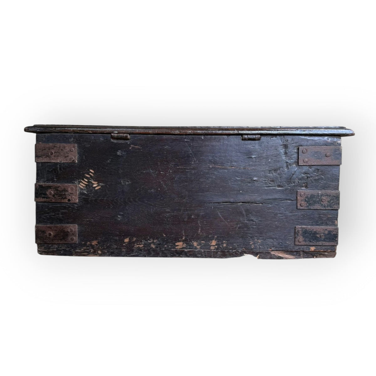 Early 17th Century Antique Oak & Iron Strong Box With Twin Locks