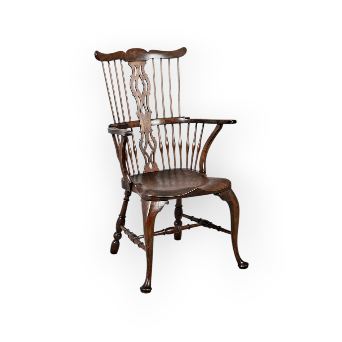 Georgian Style English Antique Splat-Back Windsor Armchair