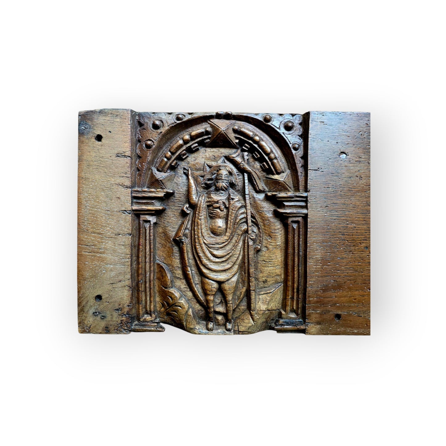 A Rare 16th Century Flemish Carved Oak Double Panel Depicting The Risen Christ & Christ In Majesty, Circa 1550–1600