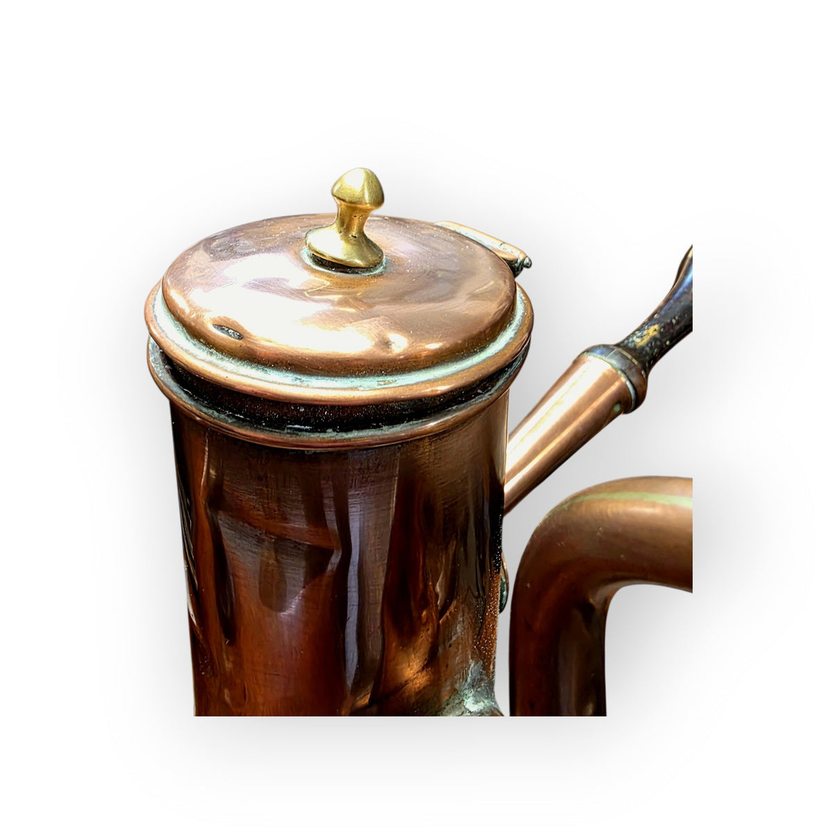 An 18th Century Continental Antique Copper Side-Handled Coffee Pot