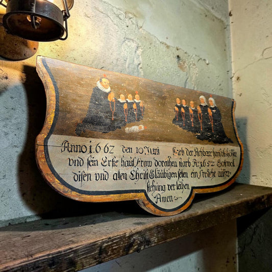 A Rare 17th Century South German Antique Memorial Panel (Totentafel) Dated 1662 — The Ulshöffer Family