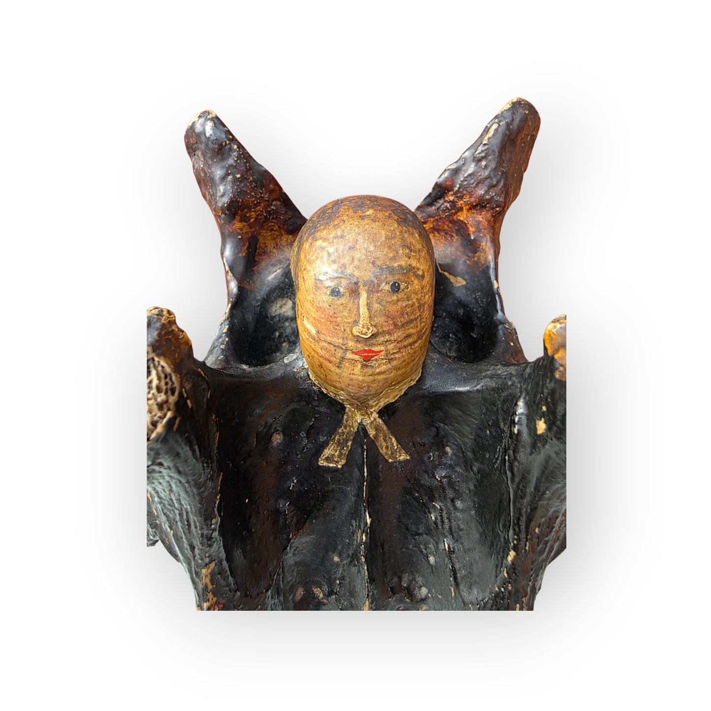 A Rare Early 19th Century English Folk Art "Wesley Bone" — A Horse Vertebra Painted as John Wesley Preaching