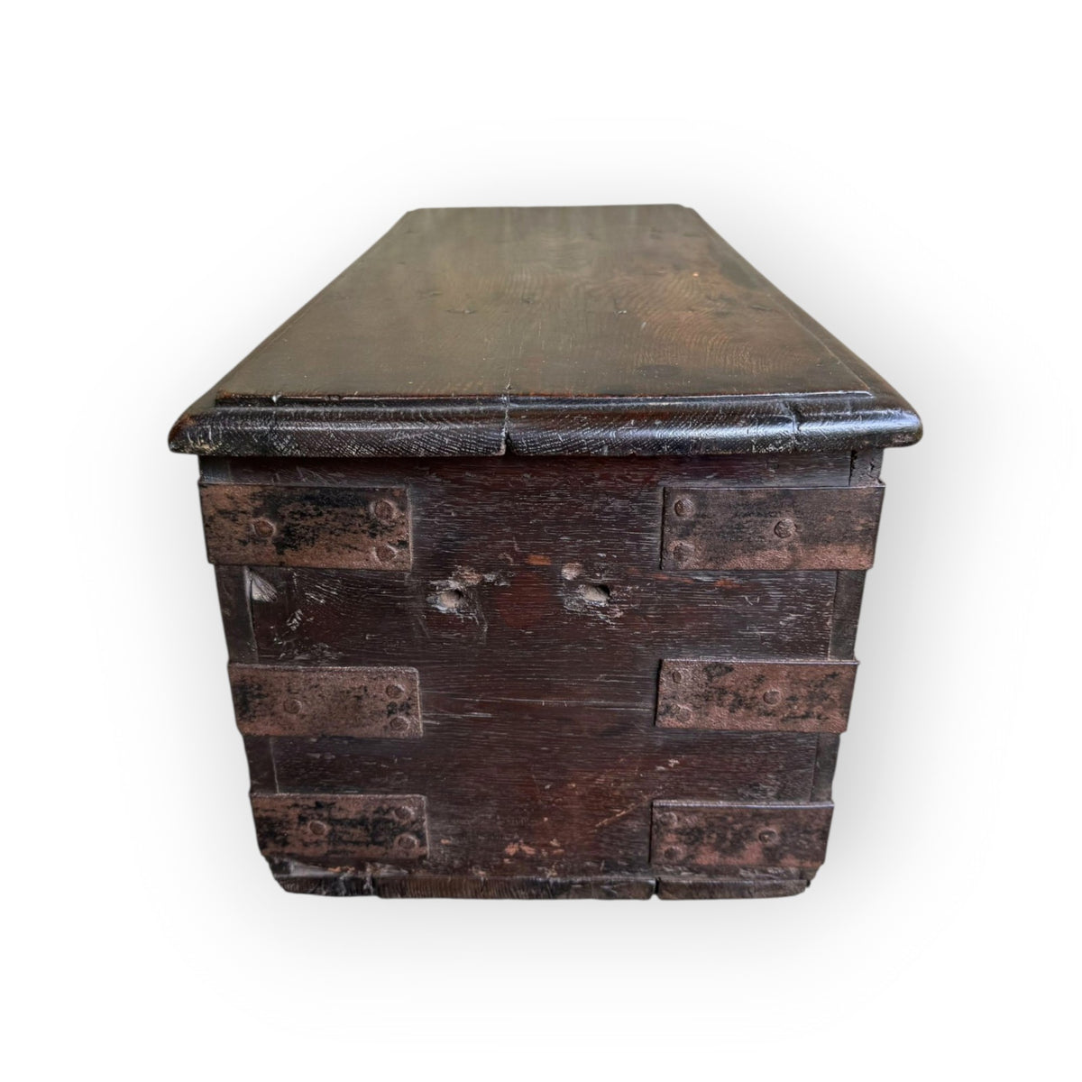 Early 17th Century Antique Oak & Iron Strong Box With Twin Locks