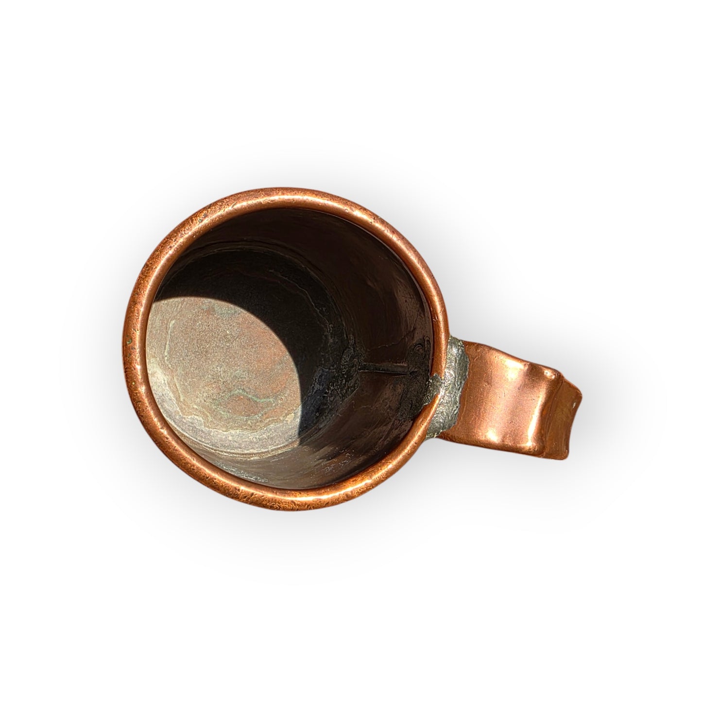 Rare 19th Century Victorian Copper Antique 2/3 Pint Measure with Applied Brass Capacity Plaque