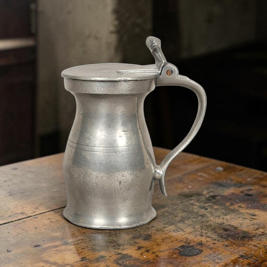 Late 17th Century/ Early 18th Century William & Mary Period English Antique Pewter Bud Baluster Measure, circa 1700 | Old English Wine Standard (OEWS)