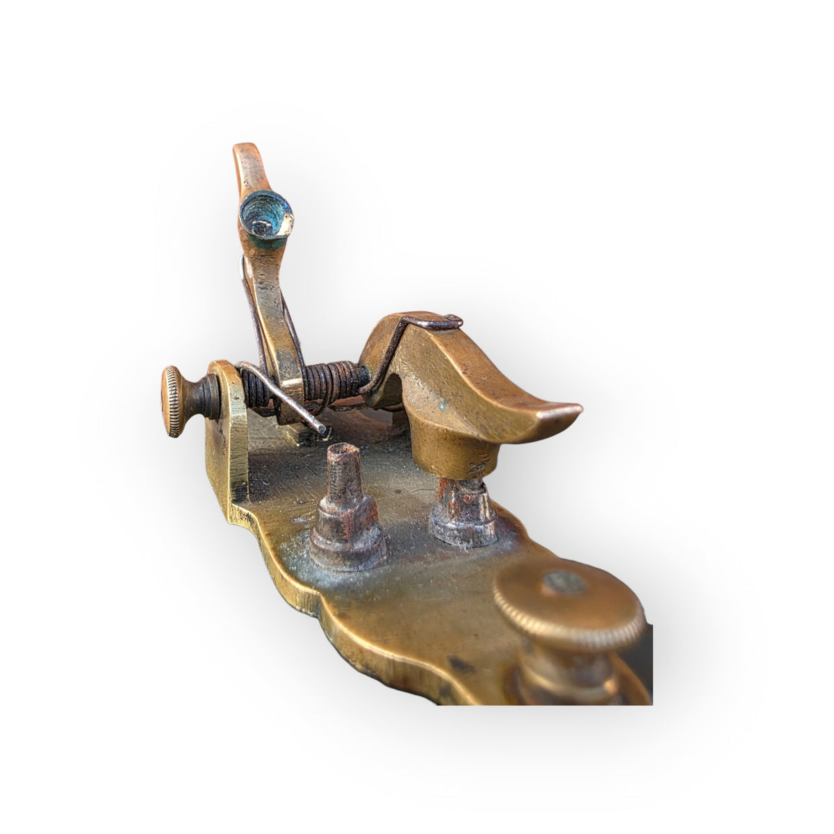 A Rare 19th Century Antique Brass and Steel Percussion-Cap Door Wedge Alarm, Circa 1840-1880