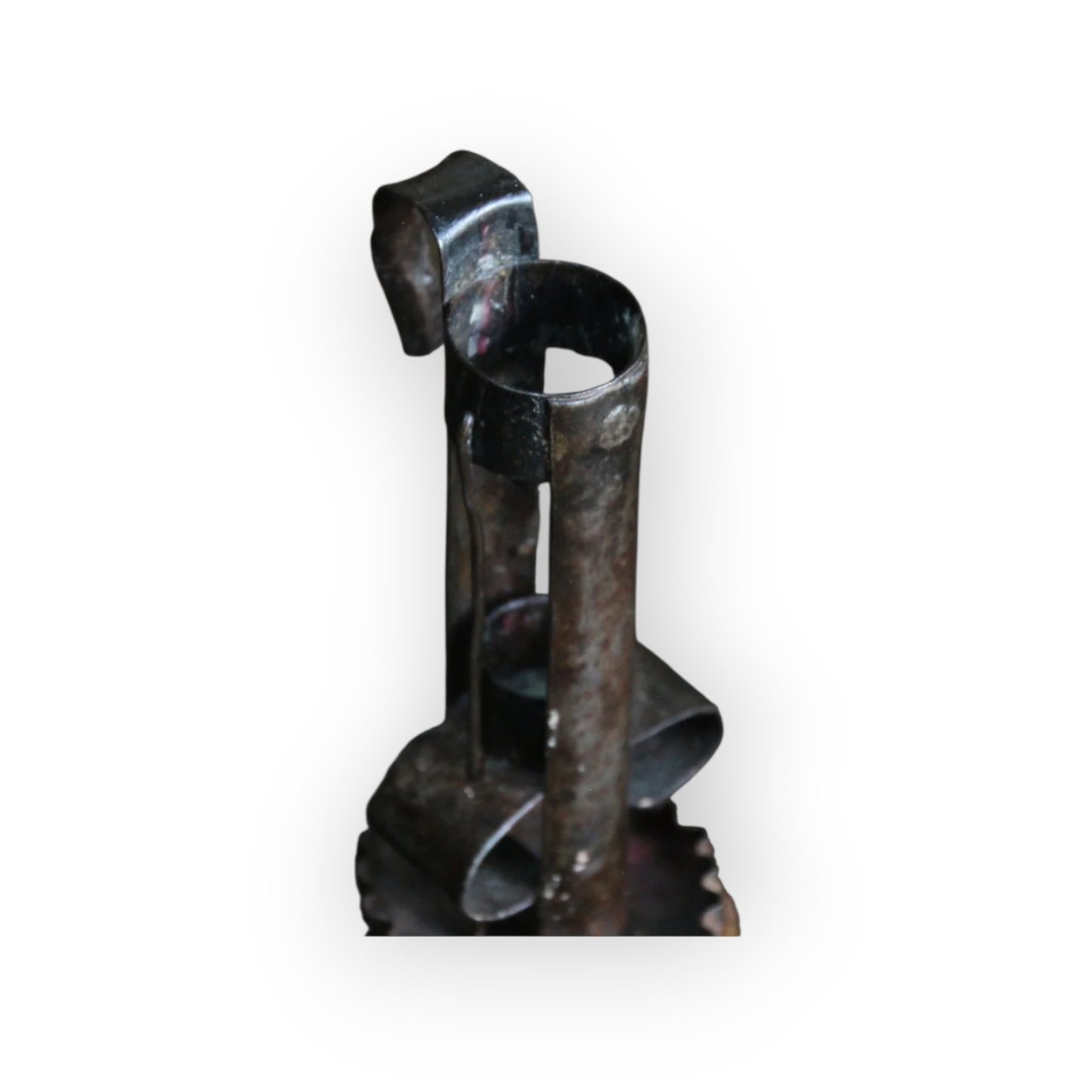 Unusual 18th-Century Antique Iron and Treen Hog-Scraper-Come-Stable-Come-Birdcage Candleholder, circa 1780