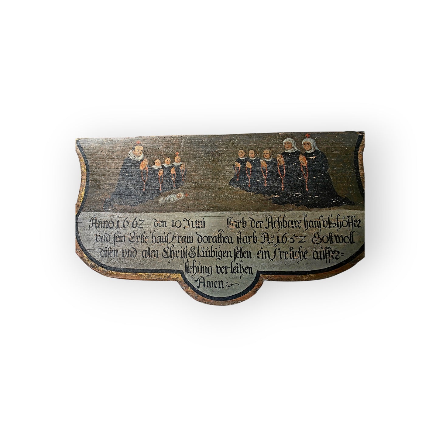 A Rare 17th Century South German Antique Memorial Panel (Totentafel) Dated 1662 — The Ulshöffer Family
