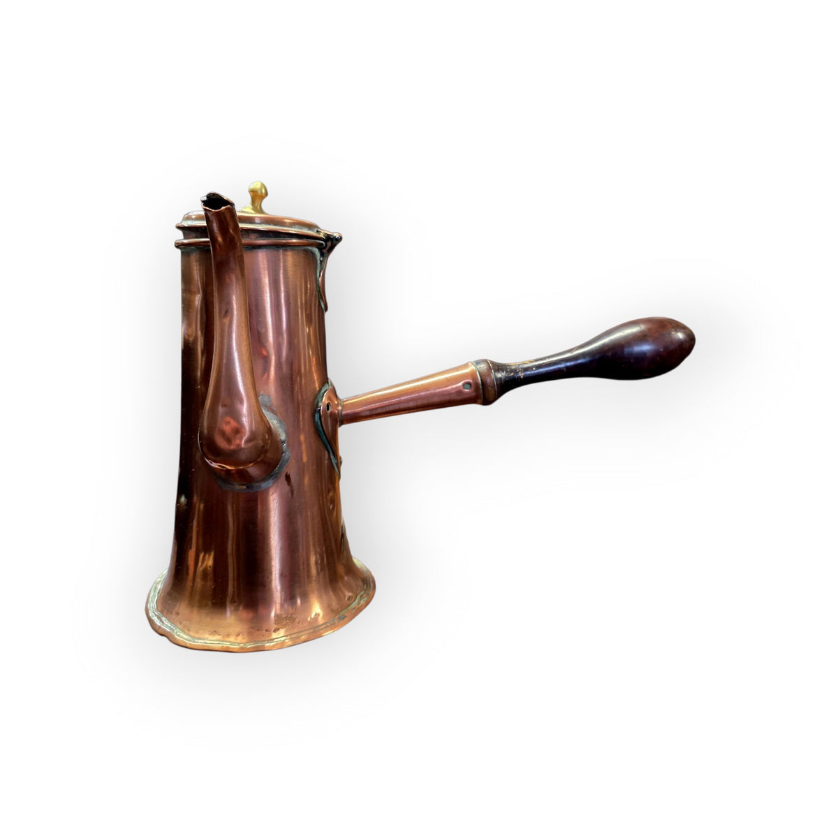 An 18th Century Continental Antique Copper Side-Handled Coffee Pot