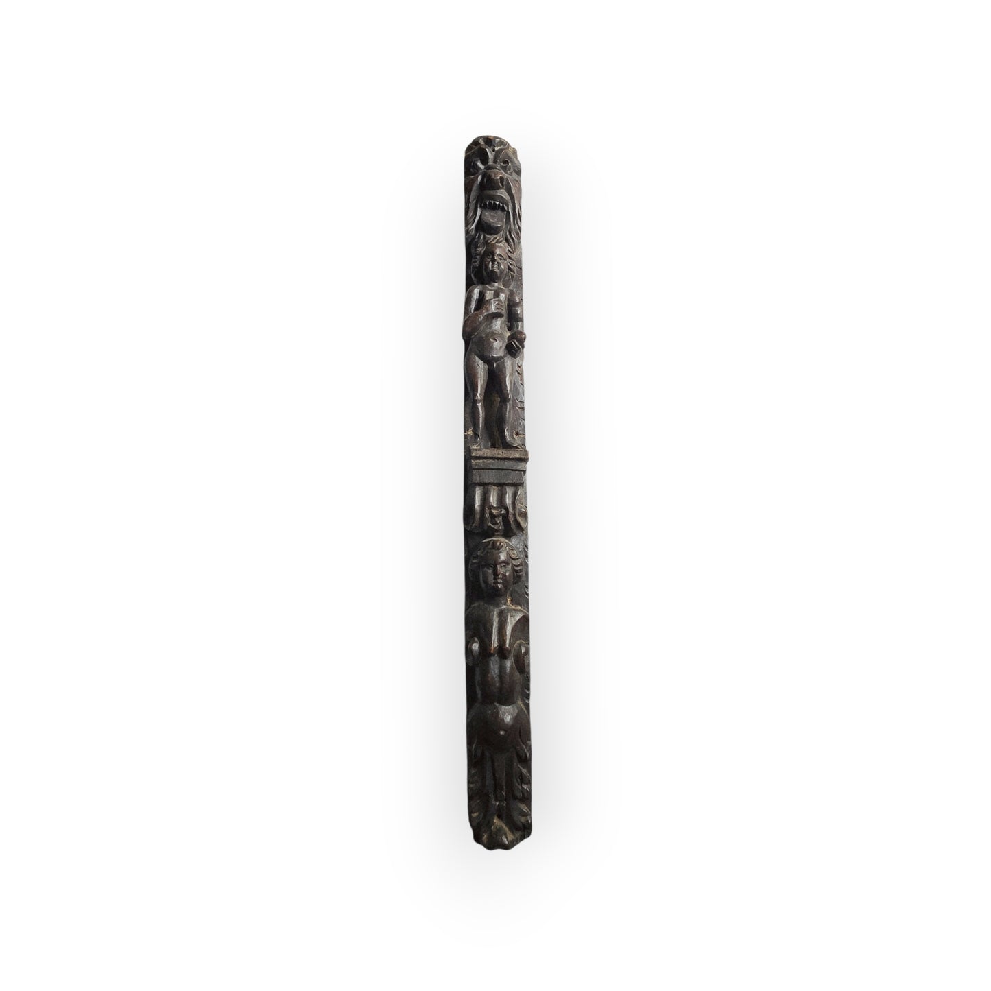 Mid 17th-Century Antique Carved Walnut Term / Appliqué of Elongated Form