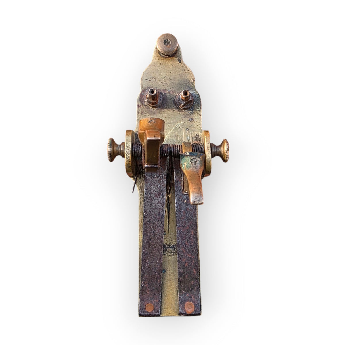 A Rare 19th Century Antique Brass and Steel Percussion-Cap Door Wedge Alarm, Circa 1840-1880