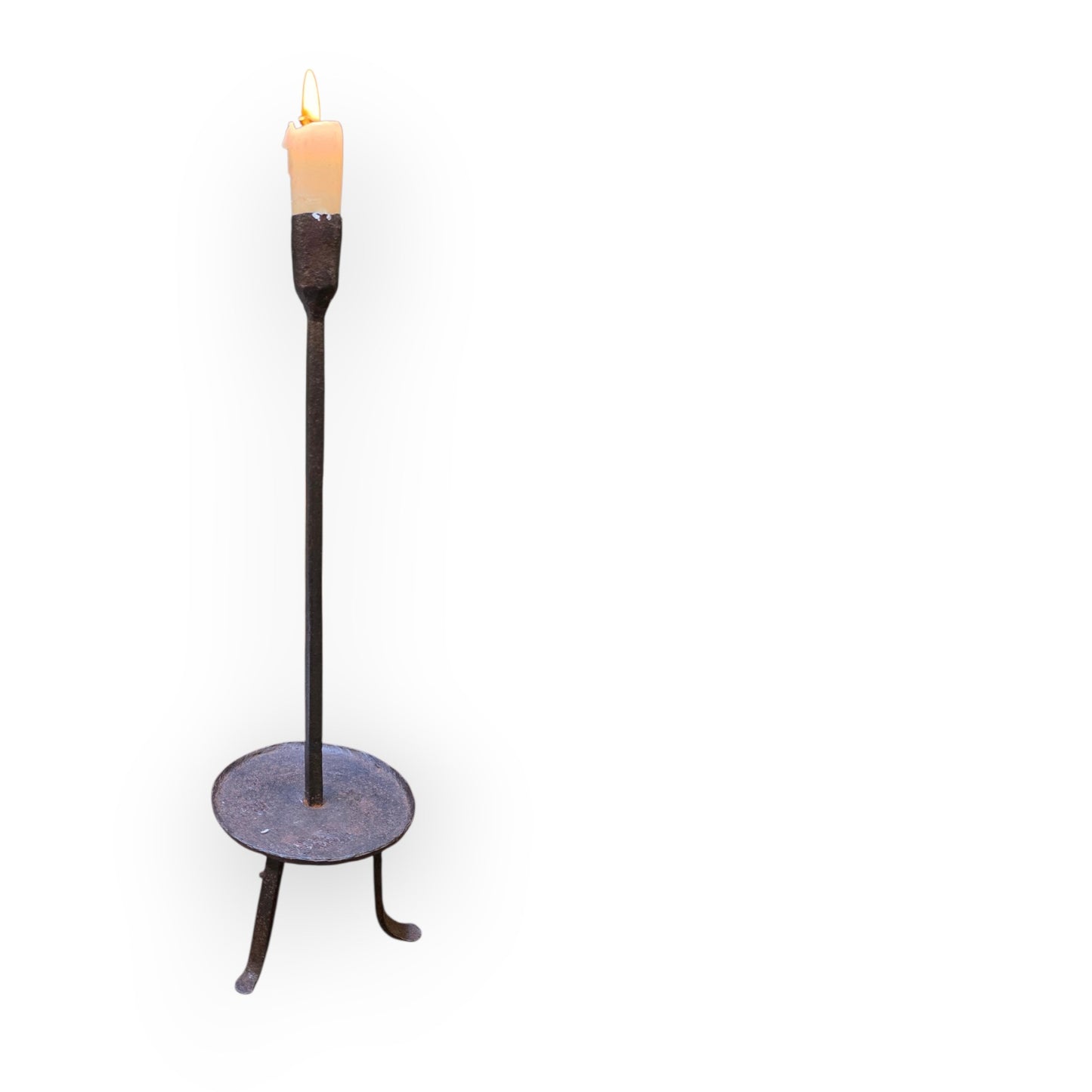 An 18th-Century English Antique Iron Tripod-Base Candleholder / Candlestick