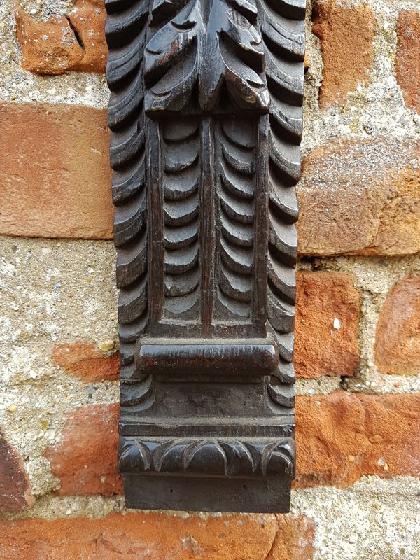 Pair of Late 16th Century Elizabethan Period English Antique Carved Oak Terms / Carved Oak Panels