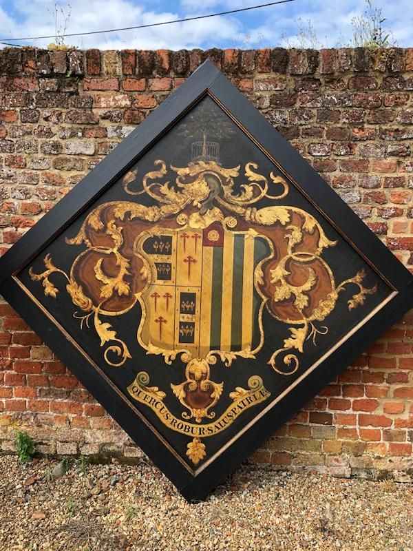 Late 18th / Early 19th Century English Antique Armorial Hatchment Representing the Oakes Family of Nowton Court, Suffolk)