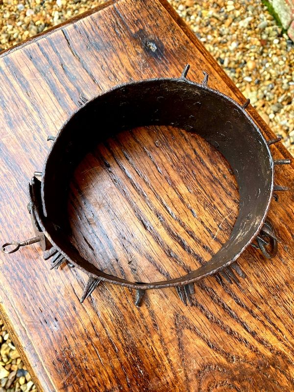 18th Century English Antique Iron Spiked Dog Collar