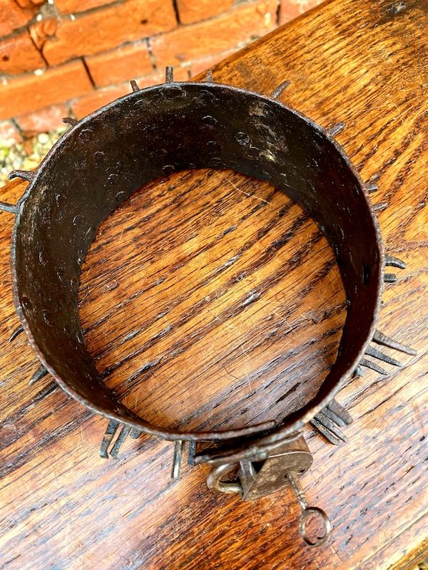 18th Century English Antique Iron Spiked Dog Collar