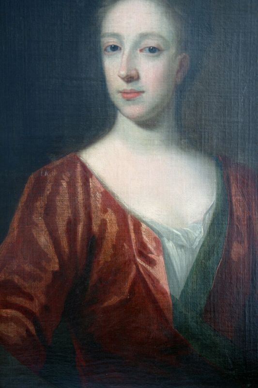 Previously Sold by Victor Needham Ltd - Follower of Sir Godfrey Kneller (1646-1723), An Early 18th Century English School Antique Oil on Canvas Portrait of a Lady Dated 1713