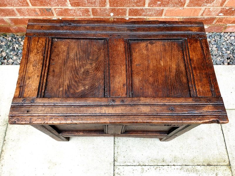 A Small 17th Century English Antique Oak Child's Chest or Coffer