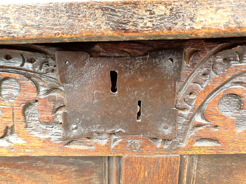 A Small 17th Century English Antique Oak Child's Chest or Coffer