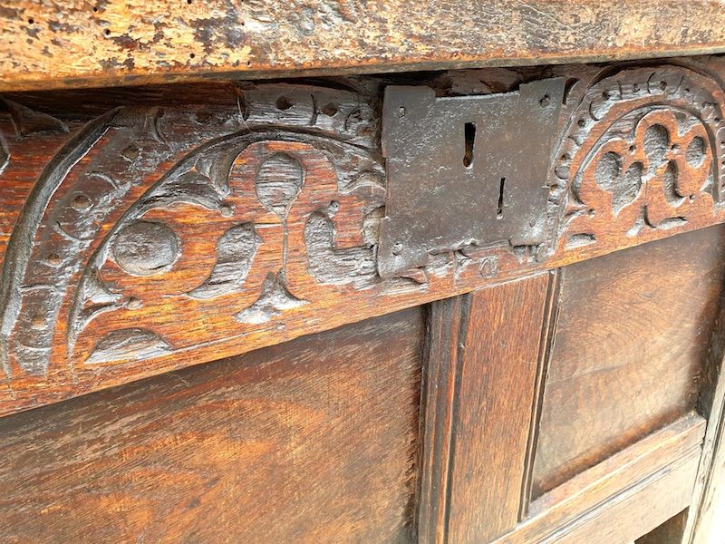 A Small 17th Century English Antique Oak Child's Chest or Coffer