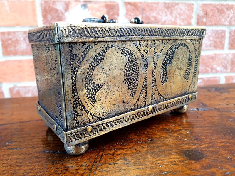 Attributed to Michel Mann (1589 - 1630) A Rare 16th Century German Antique Nuremberg Made Miniature Table Casket / Table Box