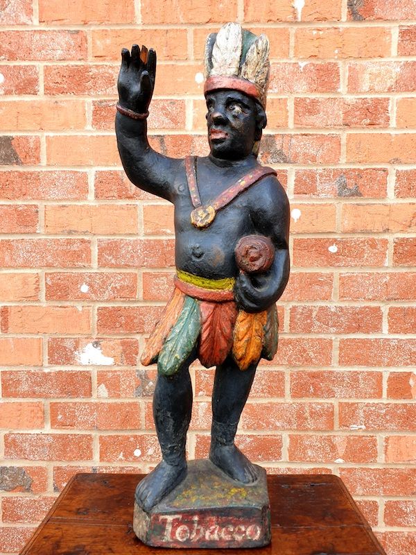 Rare Late 17thC English Antique Tobacco Advertising Sign Depicting A Carved Wooden Sculpture of a Blackamoor