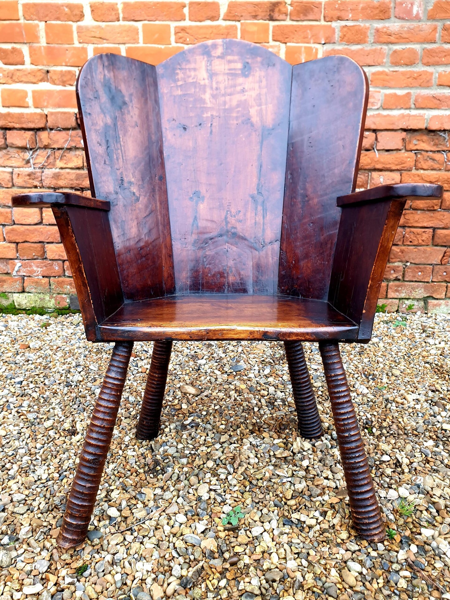 Late 18thC / Early 19thC Primitive English Antique Wing Back Armchair
