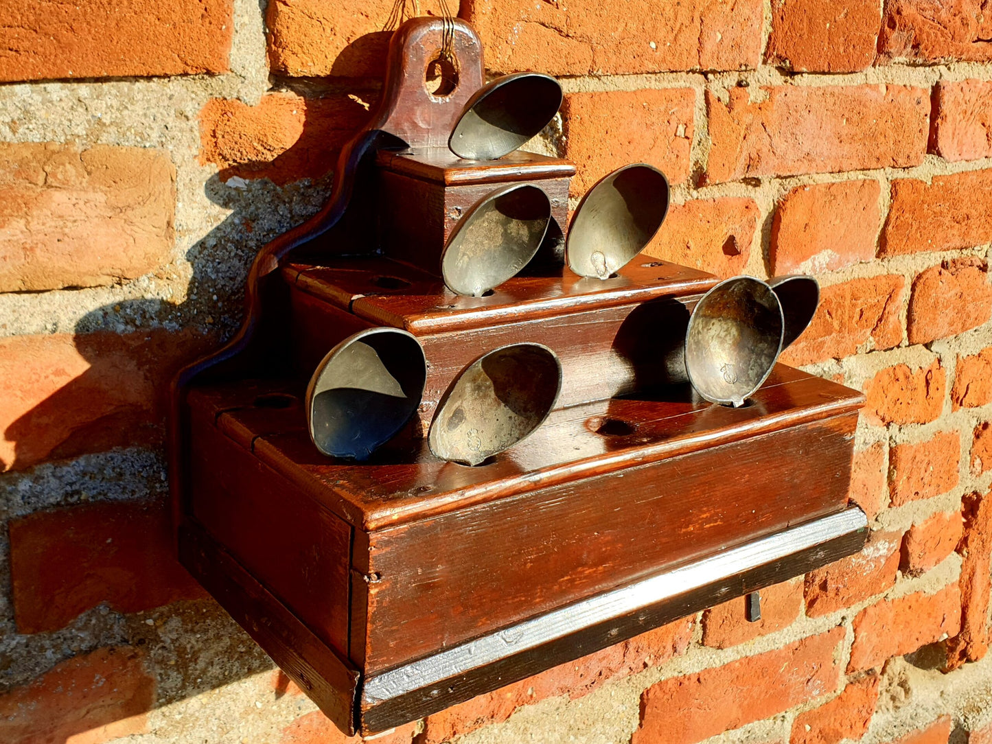 Early 19th Century Welsh Antique Cawl Spoon Rack of Rare Stepped Pyramid Form