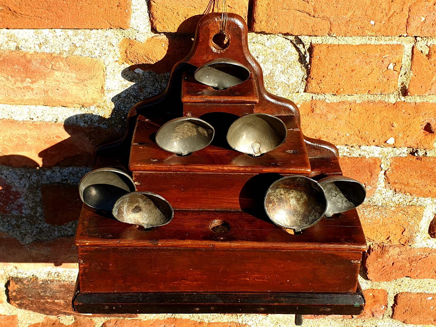 Early 19th Century Welsh Antique Cawl Spoon Rack of Rare Stepped Pyramid Form