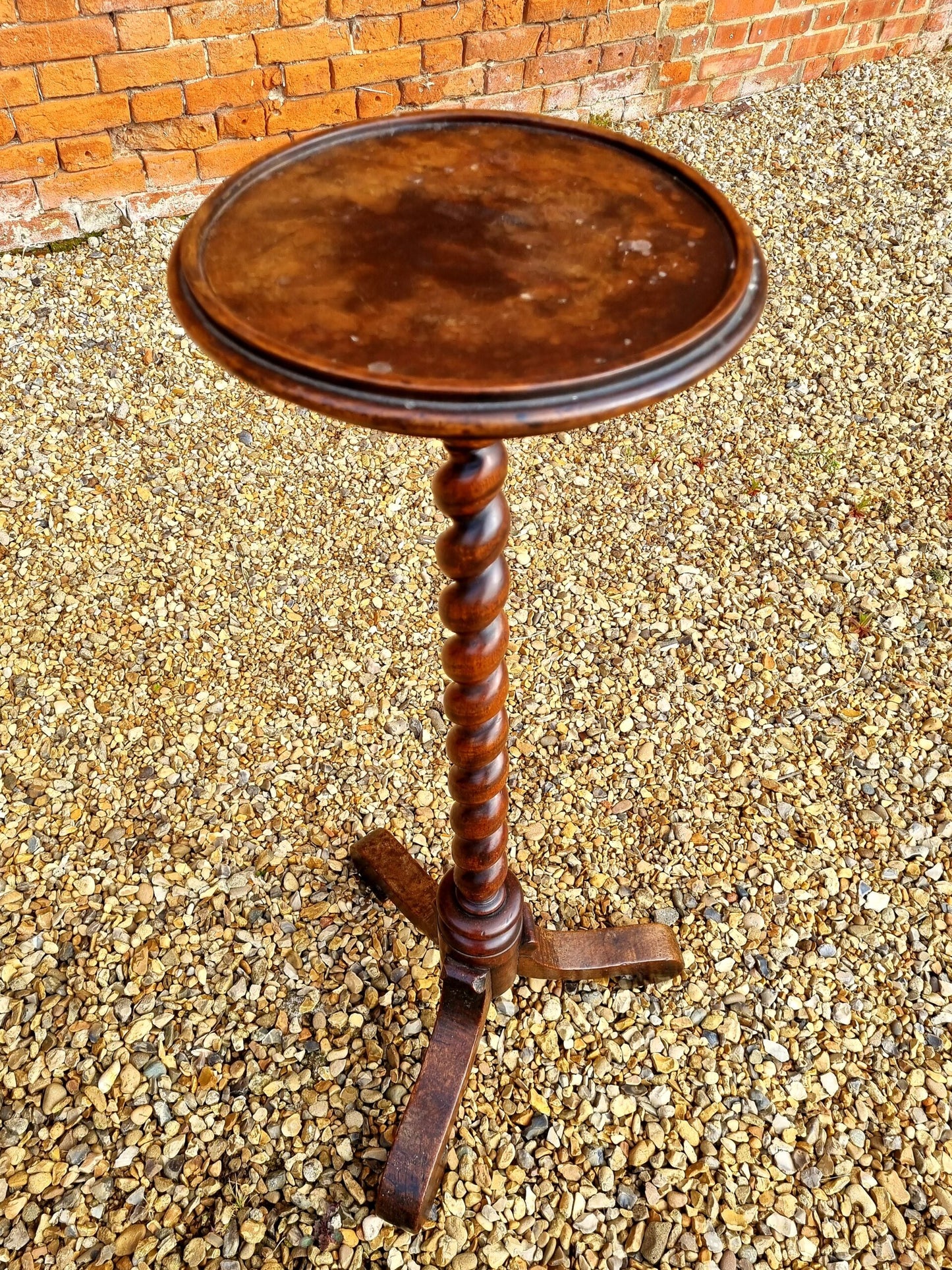 Late 17th English Antique Oak Candlestand with Barley Twist Stem, Circa 1680