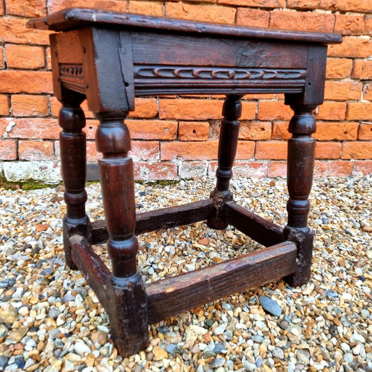 Late 17th Century English Antique Oak Joint Stool, Circa 1680