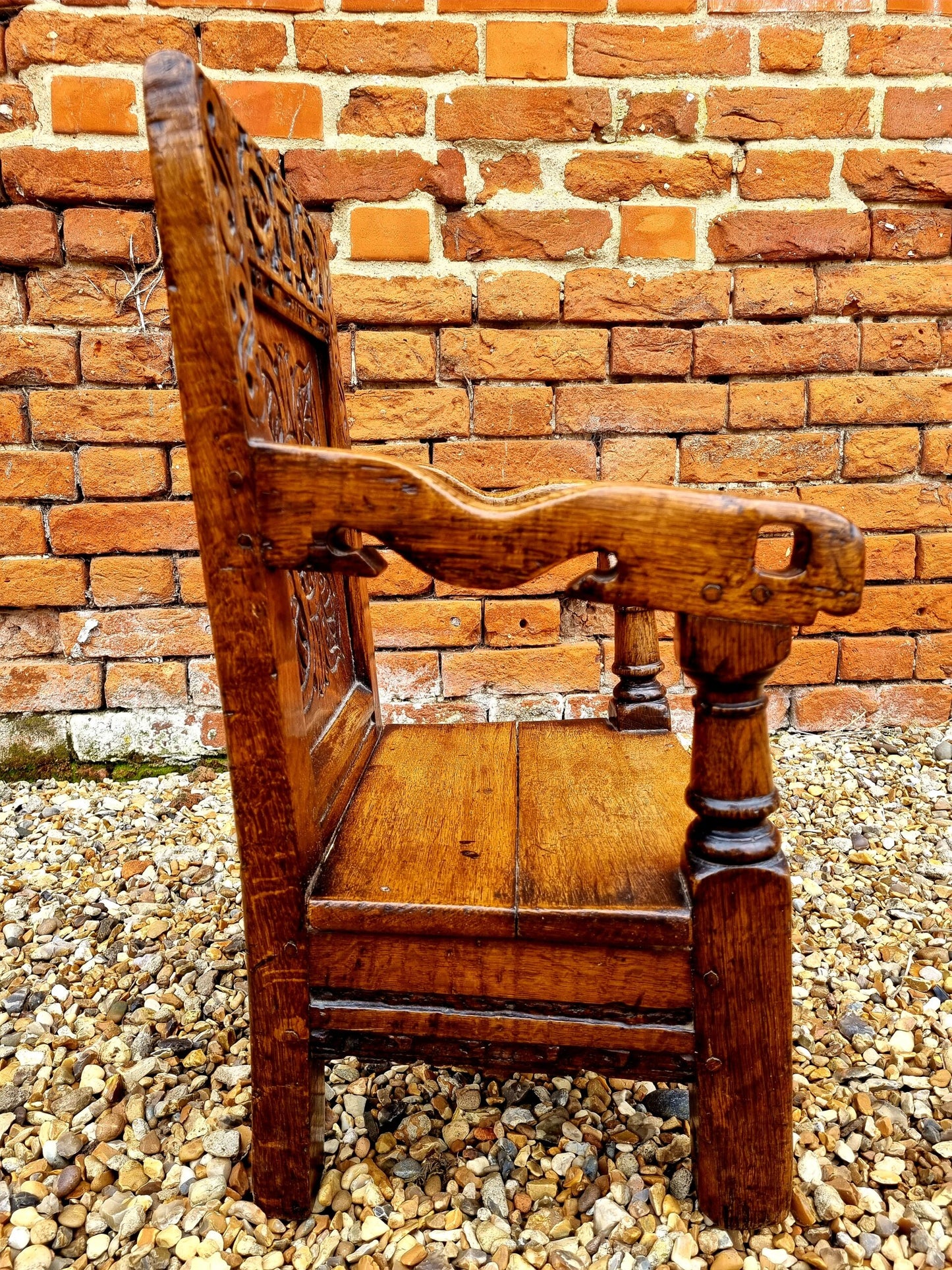 Mid 17thC English Antique Oak Child's Armchair attributed to Westmorland / Cumbria