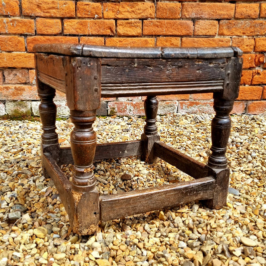 Ex-Norris Castle, Isle of White, A 17thC English Antique Oak Child's Joint Stool or Low Table, Circa 1650