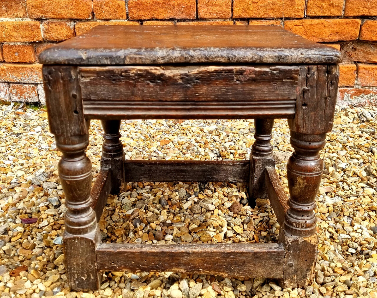 Ex-Norris Castle, Isle of White, A 17thC English Antique Oak Child's Joint Stool or Low Table, Circa 1650