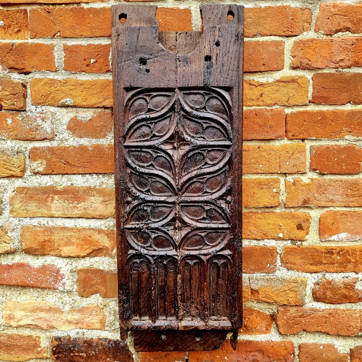A Large & Impressive Late 15thC French Antique Carved Oak Blind Gothic Tracery Panel