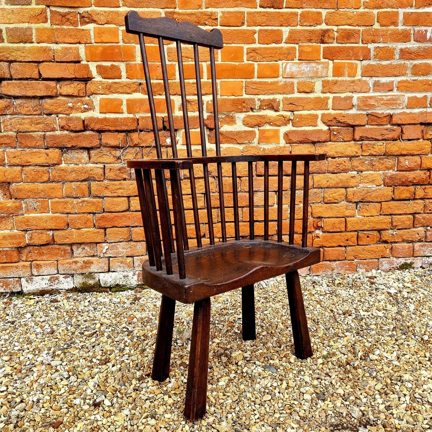 18th Century Style English Antique Comb Back Armchair / Stick Chair