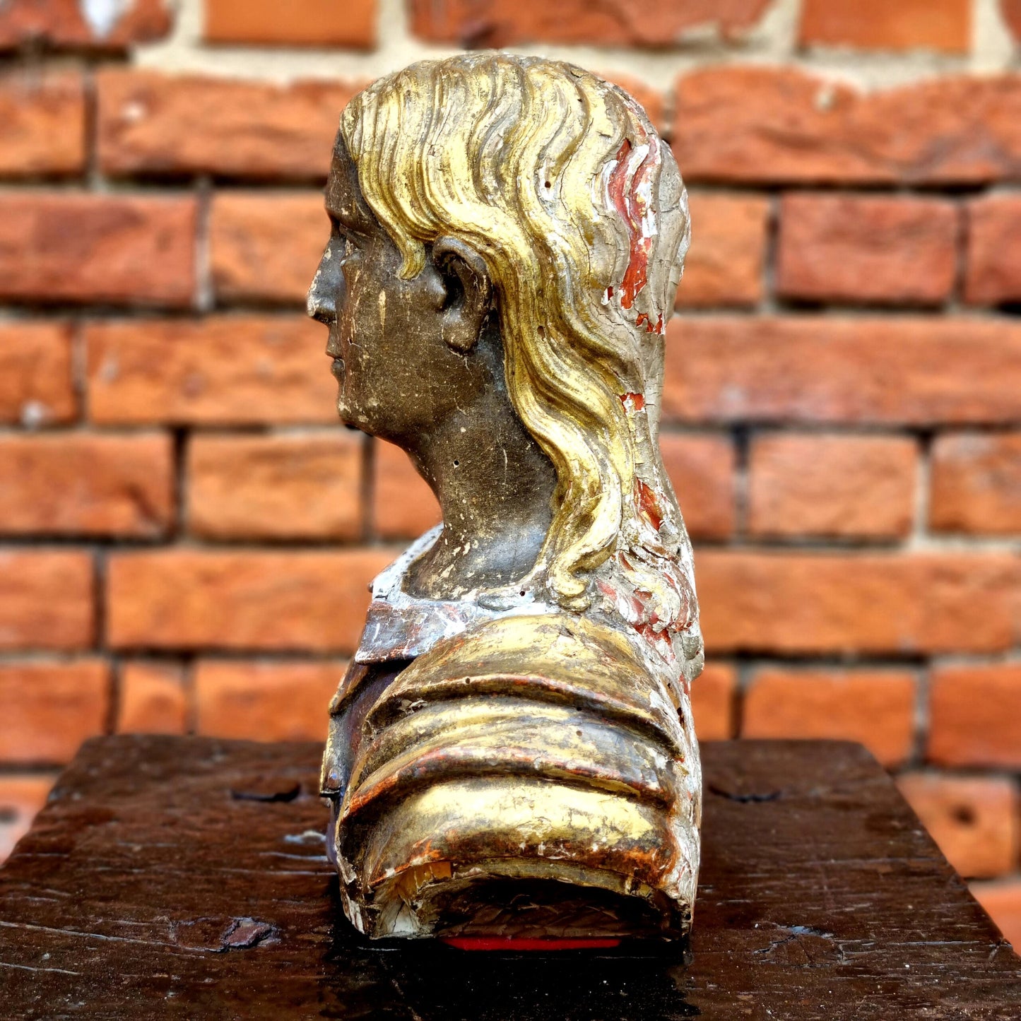 Large 17thC Italian Antique Baroque Period Carved Wood Reliquary Bust / Sculpture of a Saint