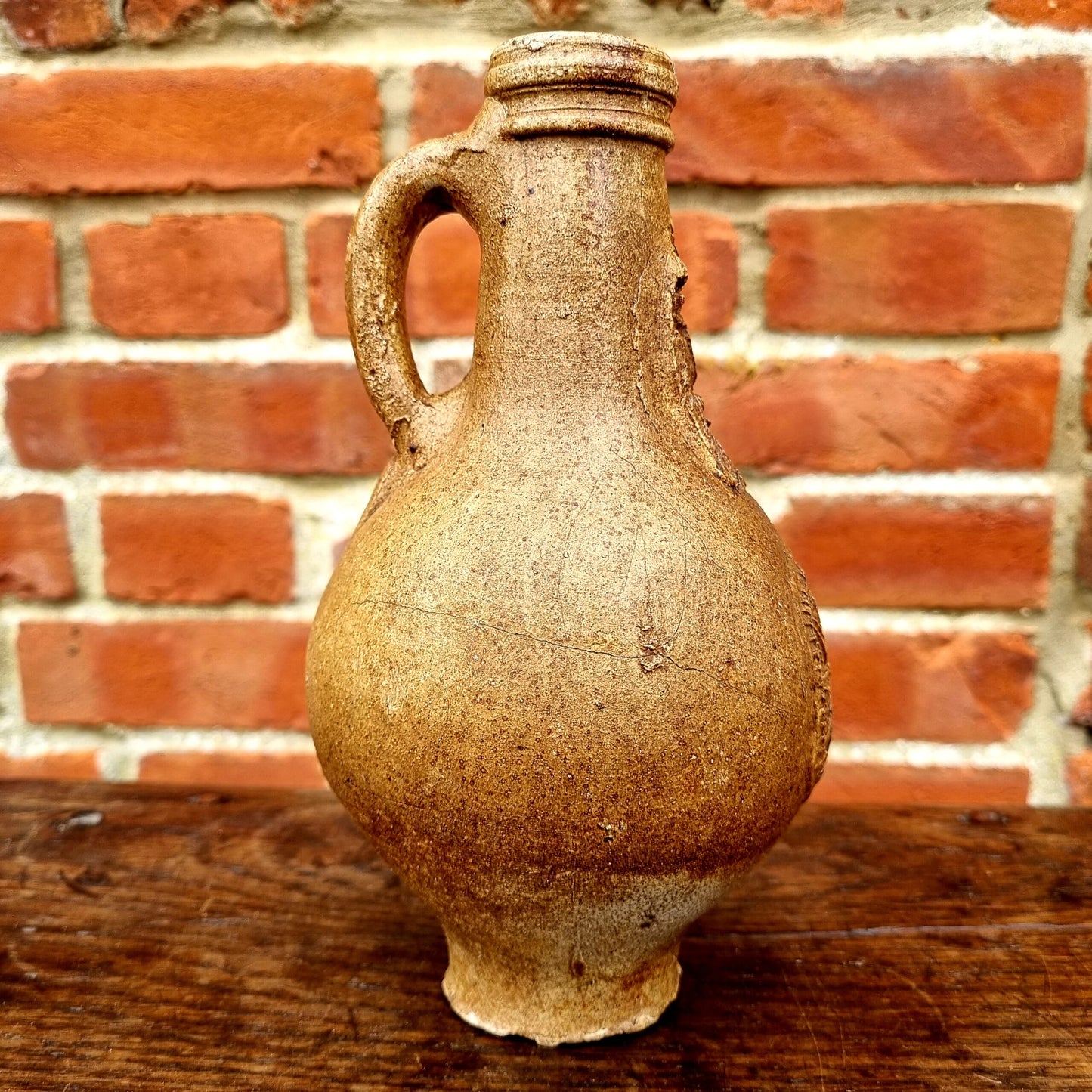 Mid 17th Century German Antique Stoneware Bellarmine Jug or Bartmannkrug, Circa 1625-1675