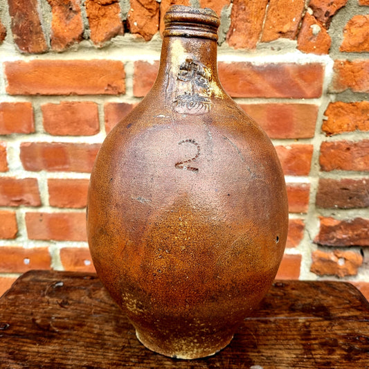 Large Mid 17th Century German Antique Stoneware Bellarmine Jug or Bartmannkrug, Circa 1625-1675