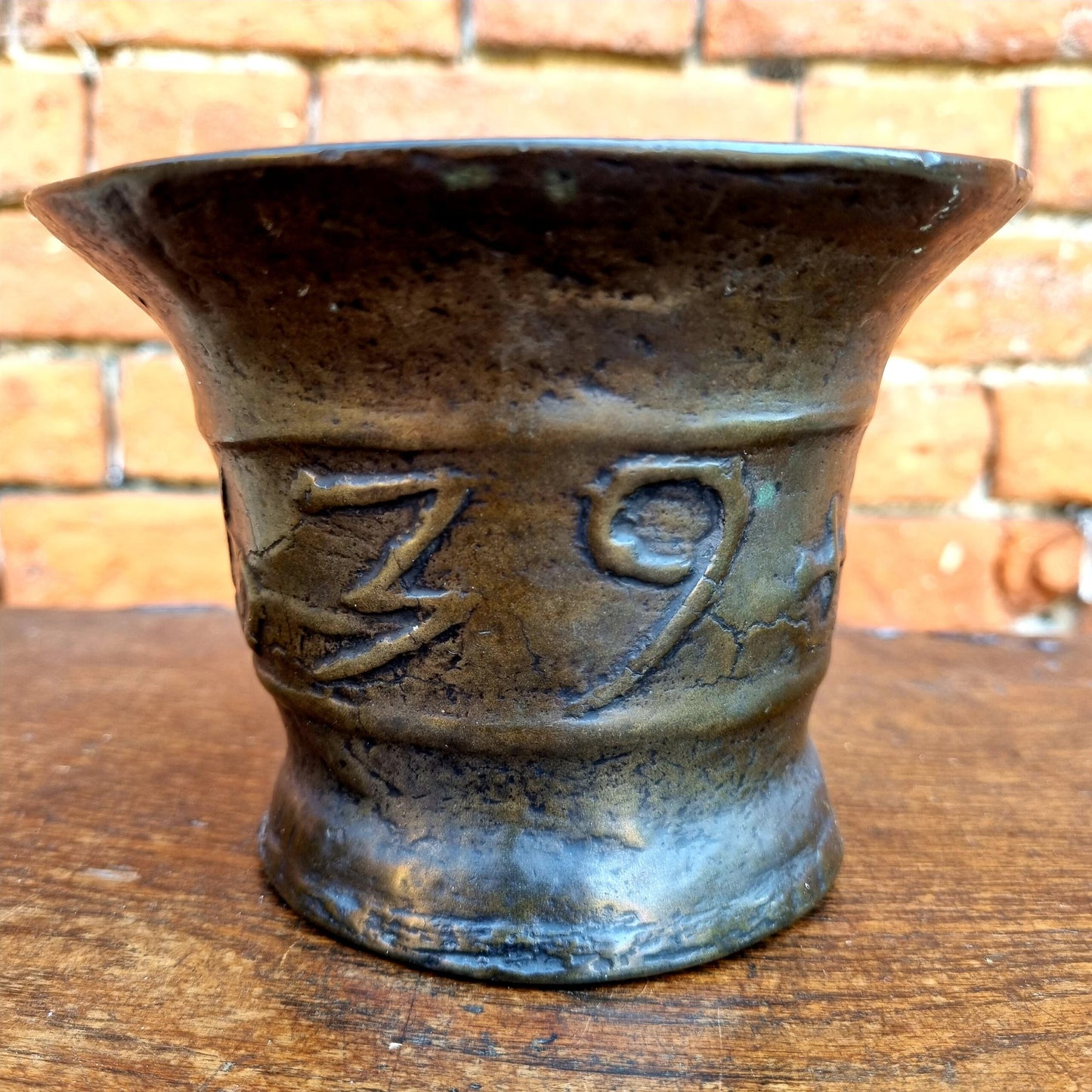 Early 17th Century Charles I Period English Antique Bronze Mortar Dated "1639"