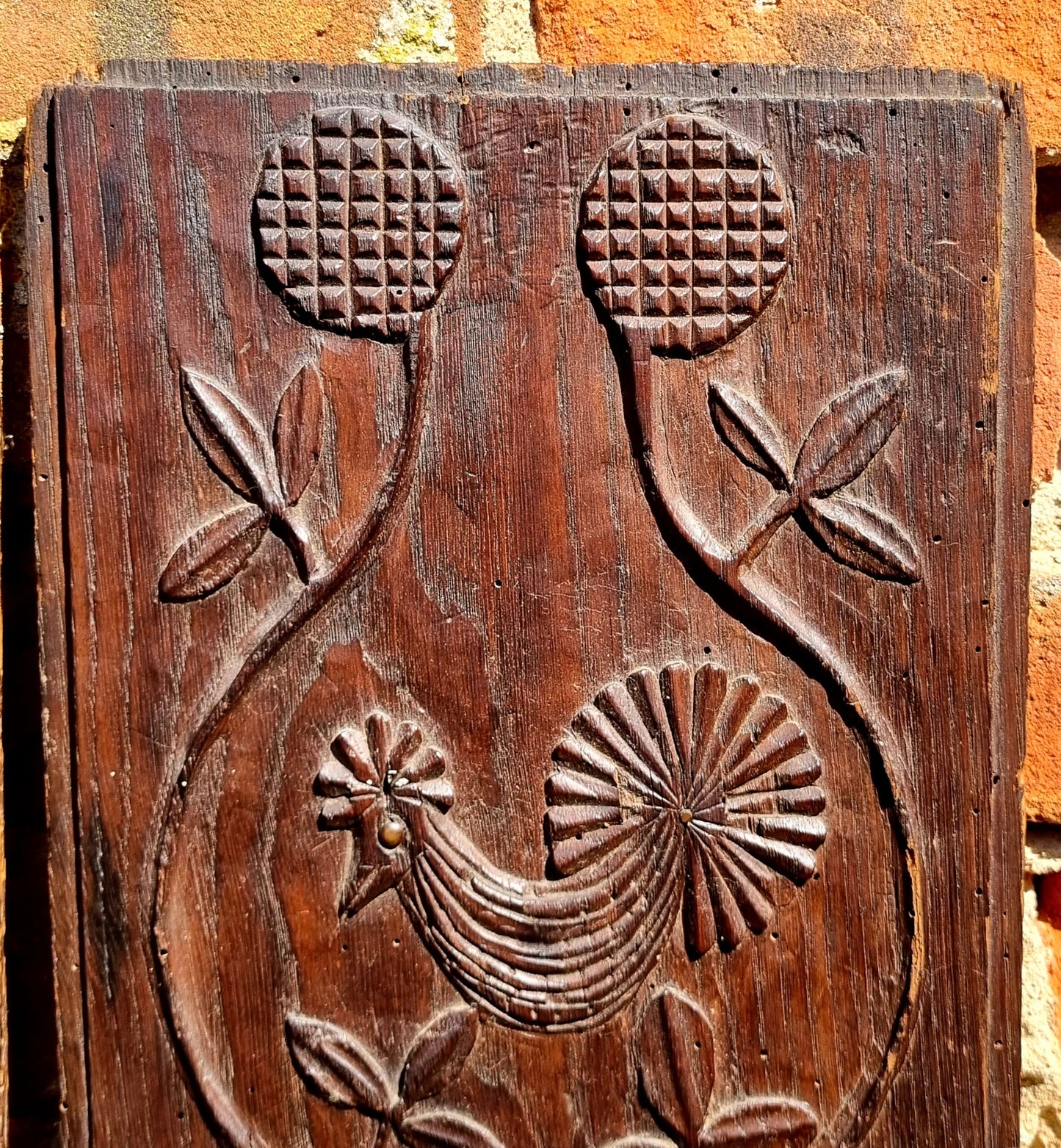 Rare Pair of Late 17th Century French Antique Carved Oak Panels Depicting Birds / Cockerels