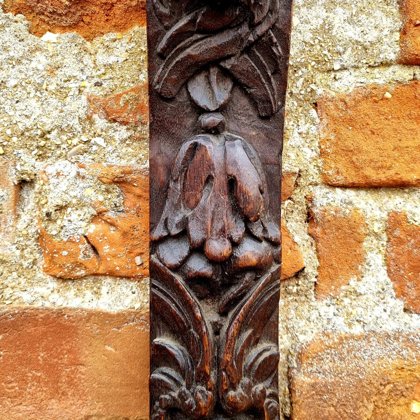 17thC Antique Carved Oak Panel or Term