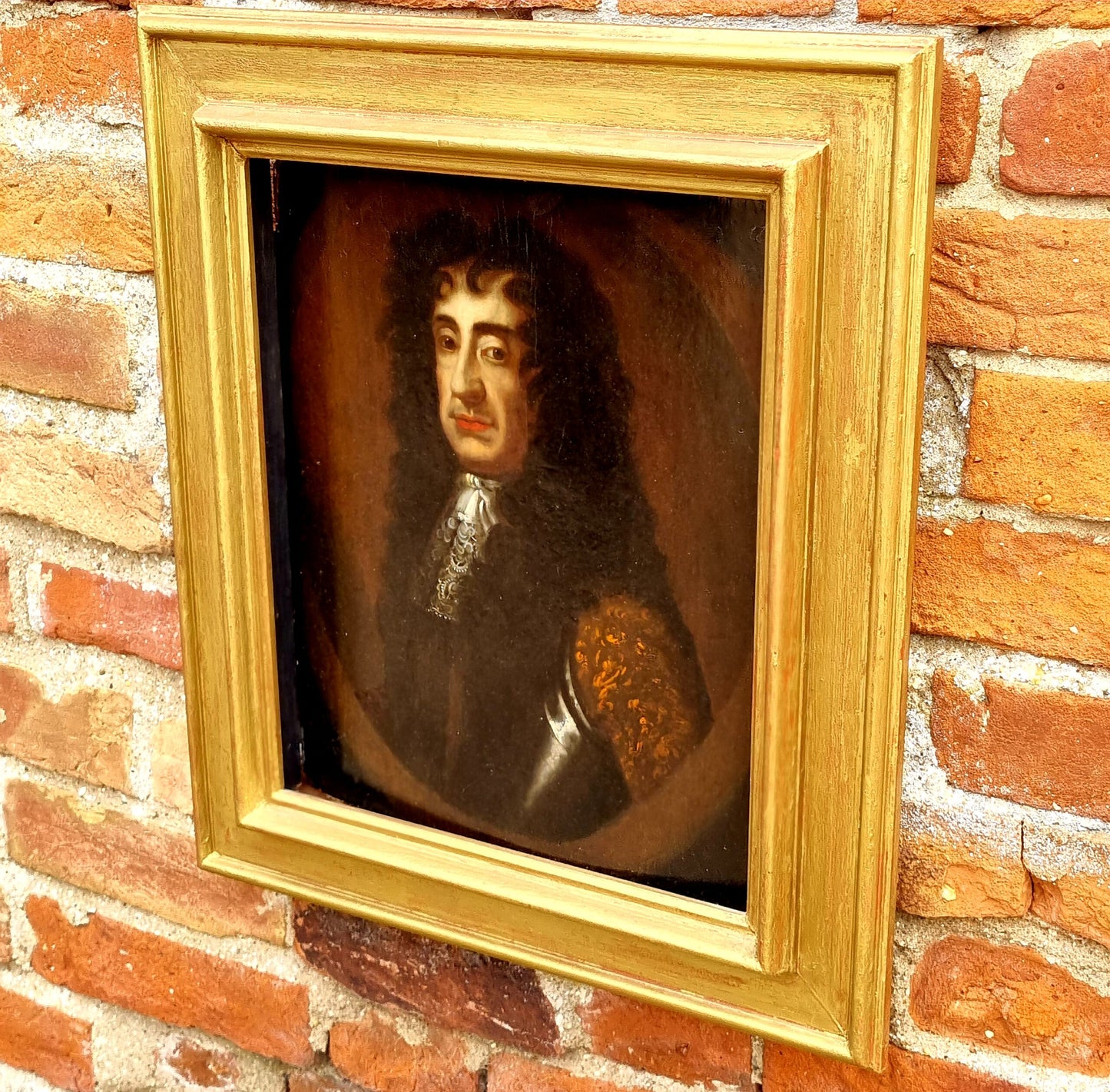 Follower of Sir Peter Lely, Early 18th Century English School Oil on Board Portrait of King Charles II of England (1630-1685)