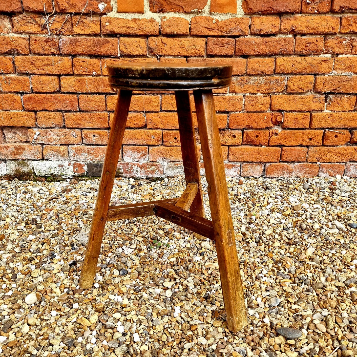 Early 19th Century English Antique Vernacular Stool or Cricket Table, also ideal as a Candlestand or Lamp Stand