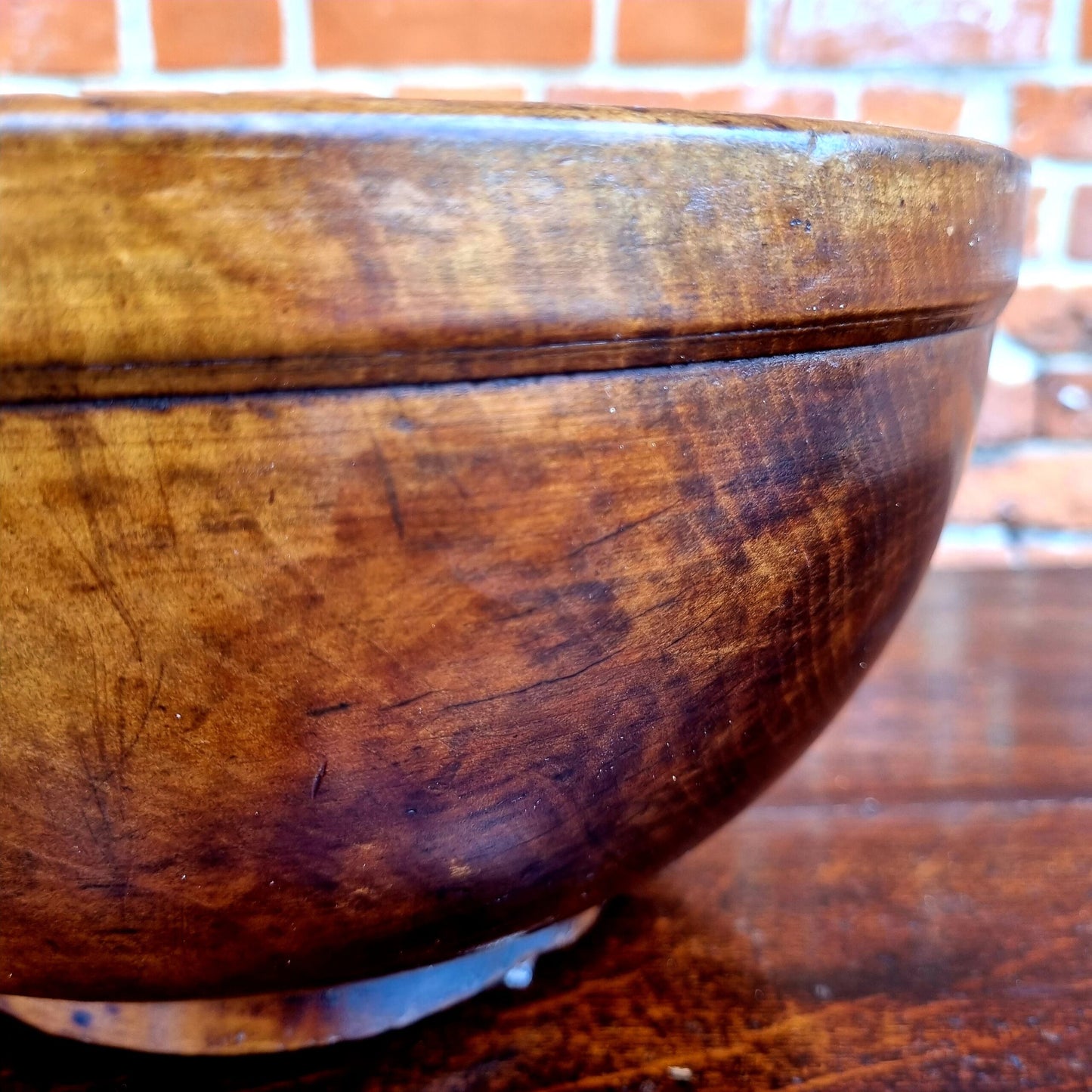 Late 18th Century English Antique Treen Dairy Bowl of Exceptional Colour